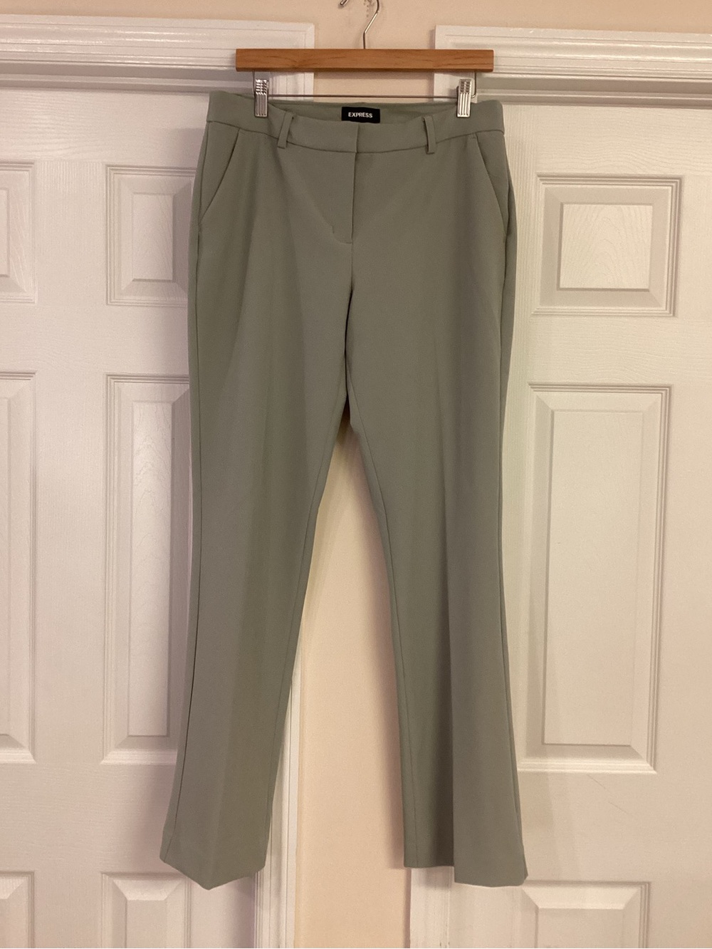 Express Brushed Sage Super Soft Twill Mid Rise Bootcut Pants